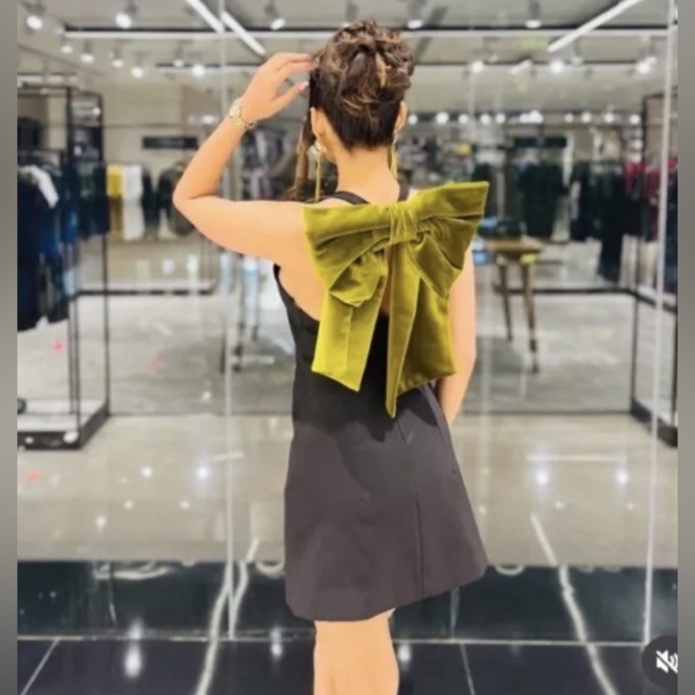 ZARA VELVET BOW MAXI DRESS
